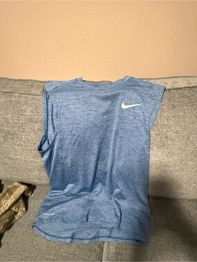 Nike Blue Sleeveless Tank Top with White Swoosh